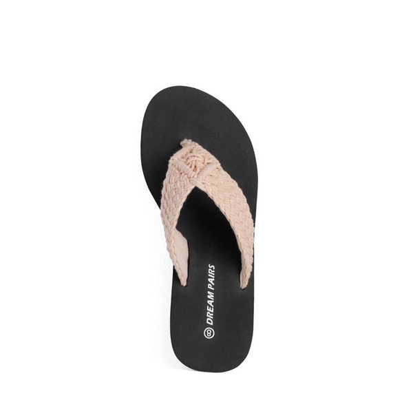 Woven Strap Platform Wedge Flip Flops - PINK - 4
